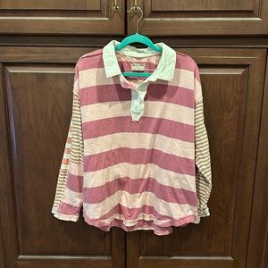 NWT mixed print Free People rugby shirt sz S